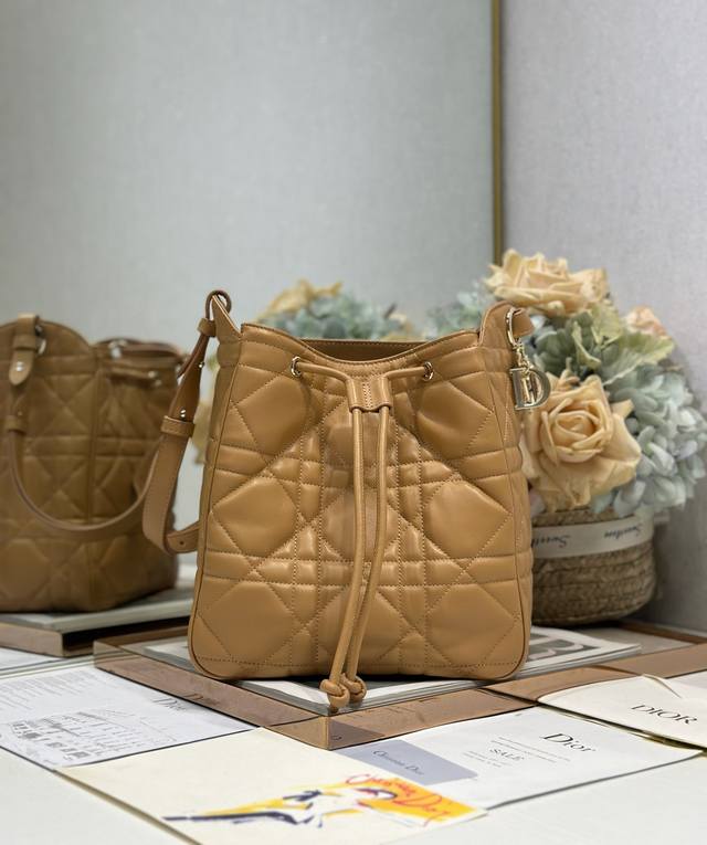 Authentic, high version medium D-Motion handbag in brown with scannable high ver