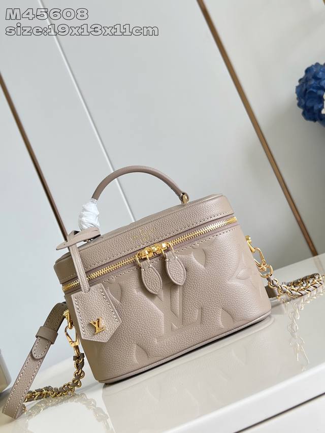 Top-grade original M45608 Grey Embossed This small Vanity bag features Giant Mon