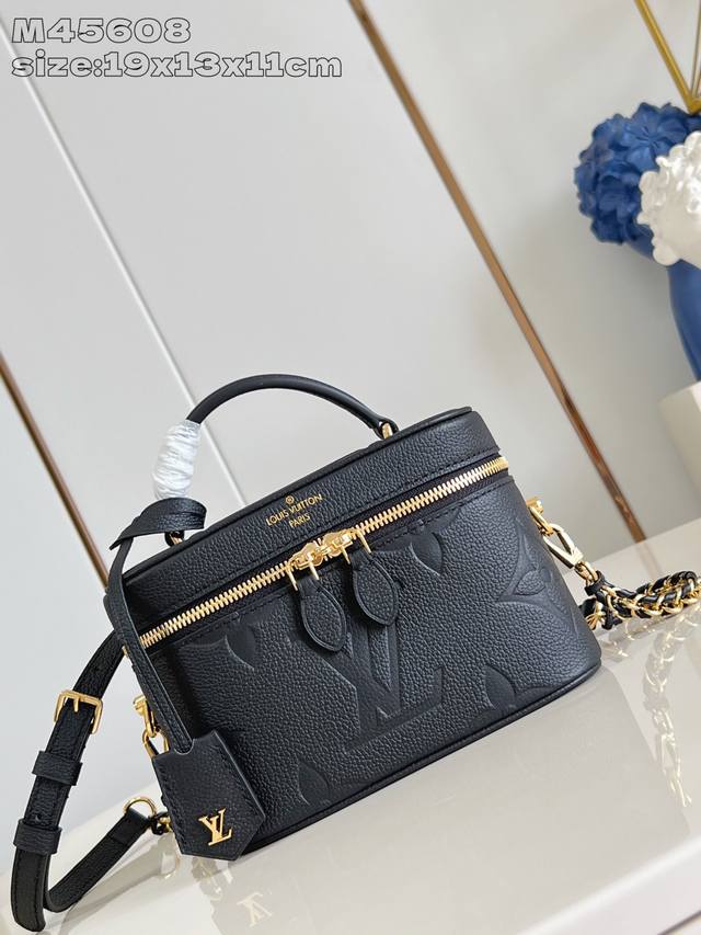 Premium Original M45608 Black Embossed This small Vanity bag features Giant Mono