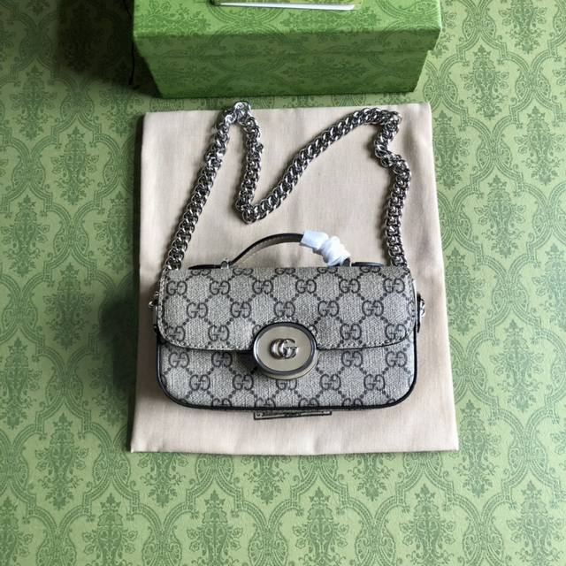 Top version of the new counter quality series mini shoulder bag, beige ebony Gg