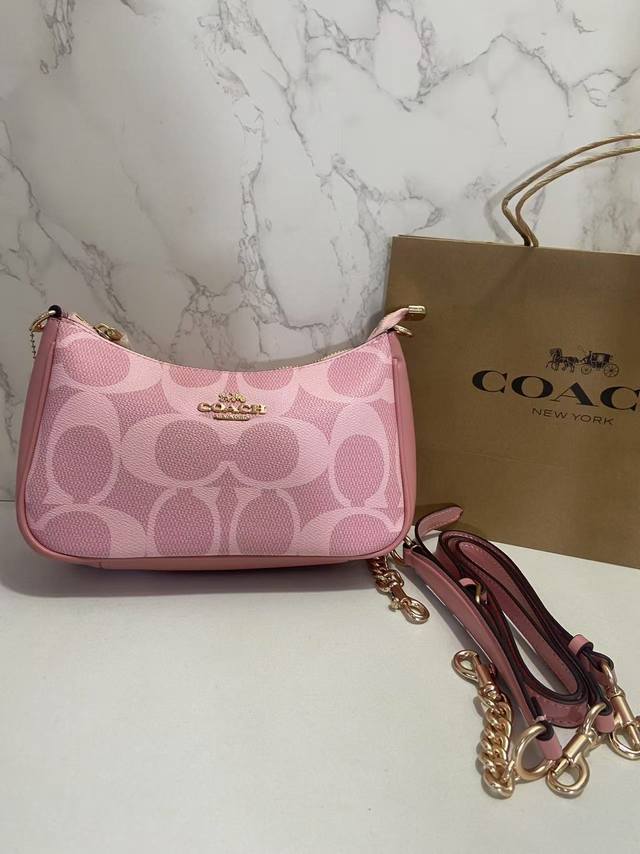 Coa*H Coach Teri Underarm Bag Cal51 Sakura Pink Old Flower Chain Shoulder Bag Fa