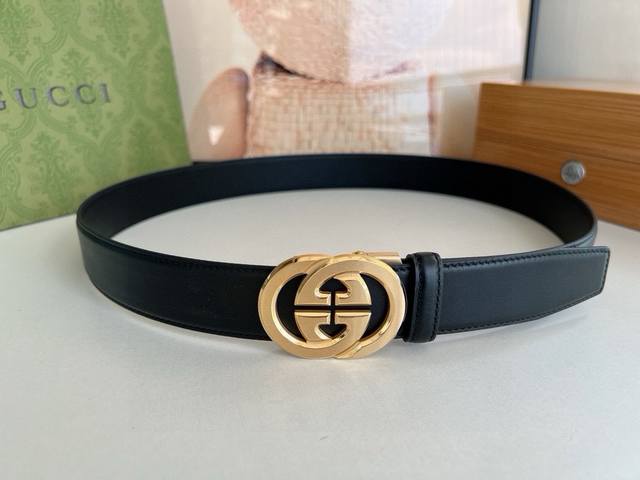 automatic holeless belt Gucci 3.5cm men's exquisite automatic buckle, imported d