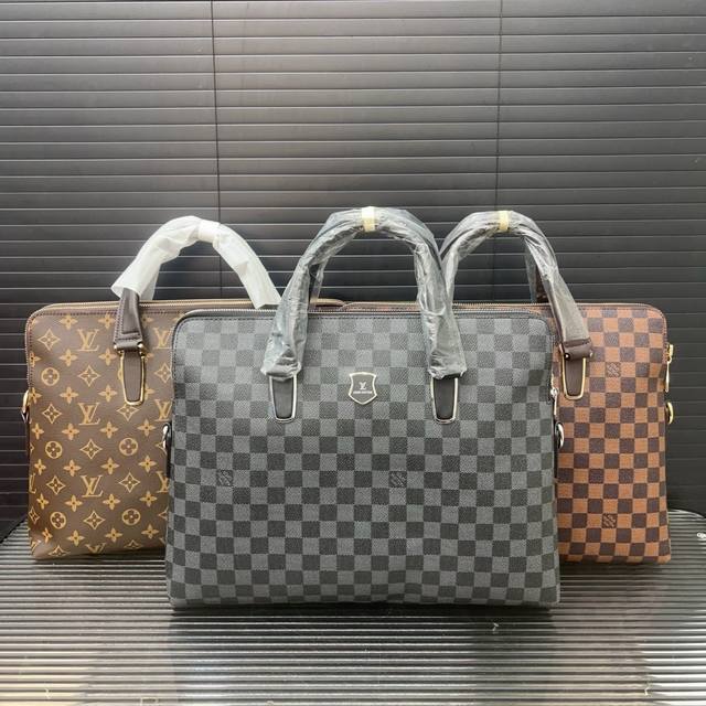 Louisvuitton LV printed double zipper briefcase men's bag computer bag handbag c