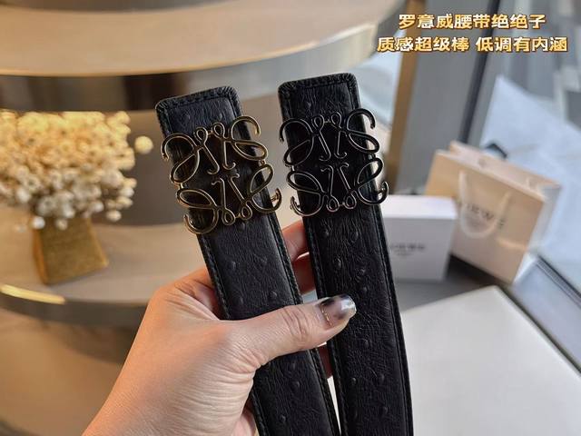 Gift hot item Loewe width: 3.8cm New ostrich pattern original with counter new s