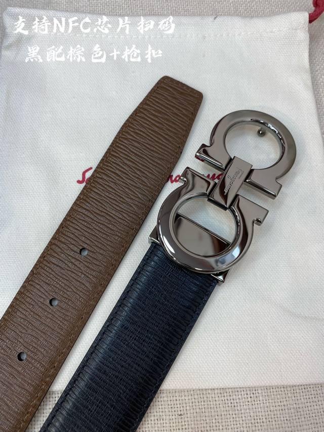 Nfc-F3.5Cm high-end customized men's belt, double-sided imported cowhide, you ca