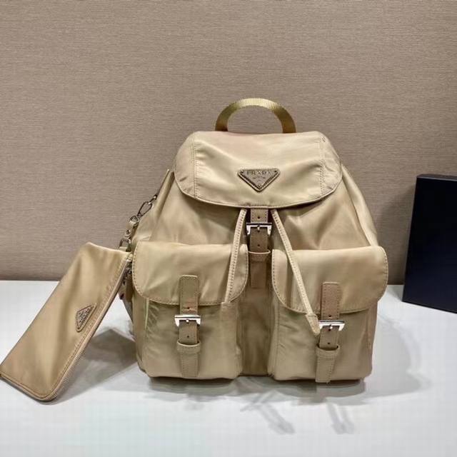 New Backpack 1Bz811 New Color This nylon backpack is trimmed with exquisite Saff