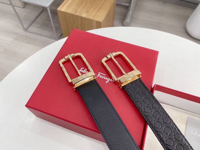 Ferragamo pin buckle universal popular model width: 3.5 cm counter-quality bouti
