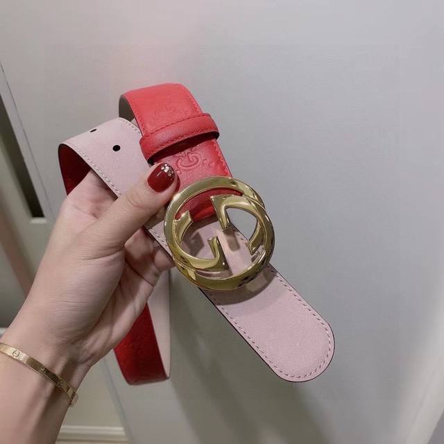 Gucci 3.8cm original Italian imported double-sided cowhide leather, the leather