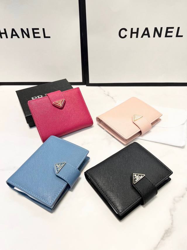 Color Black Rose Red Blue Pink Size 11X10 Real shot Prada fashion wallet, high-q