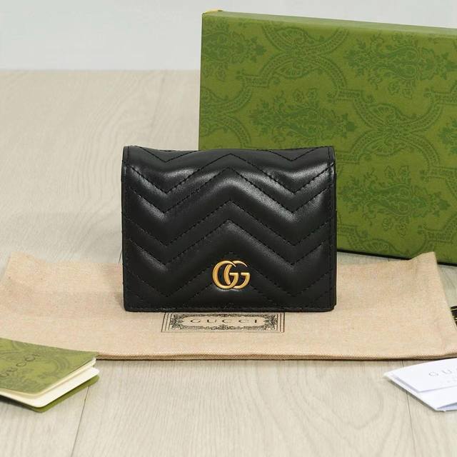 Color: Black Size: 11X8 Newest ~ Gg Marmont leather card holder with chevron qui