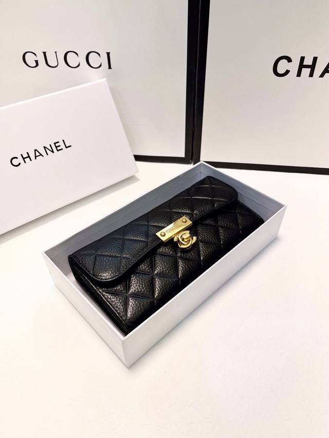 Color: Black Size: 19X10 Xiao Chanel popular cowhide bi-fold wallet classic styl