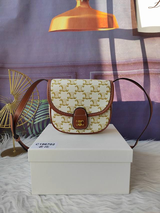 Model No. 196702 Almond Blossom, mini handbag, flap with metal Triomphe snap clo