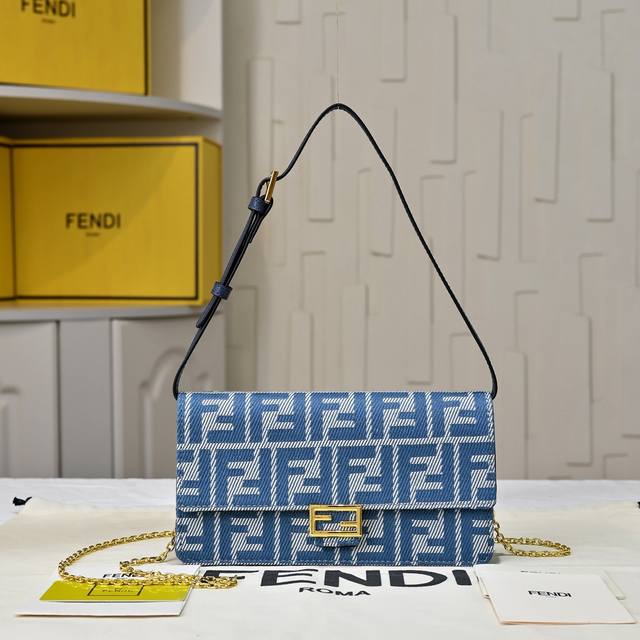 Model 6611 Original quality, Fendi Baguette chain wallet ~ Classic floral fabric