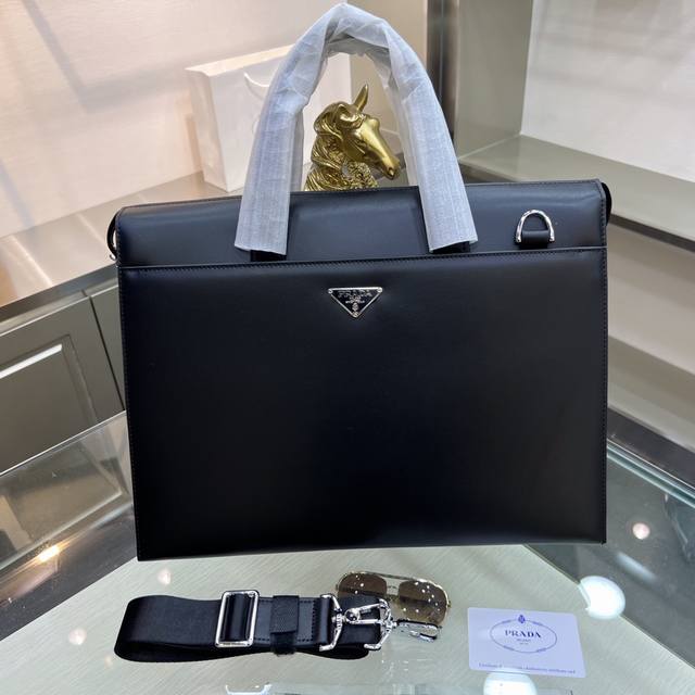 Prada's new men's shaped briefcase, crafted from imported top-grain shaped cowhi