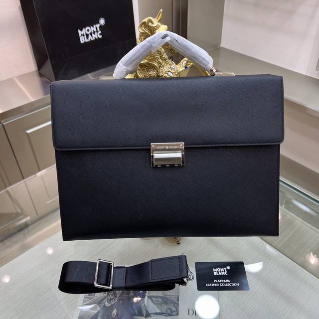Montblanc International's new men's briefcase, crafted with imported cross-grain