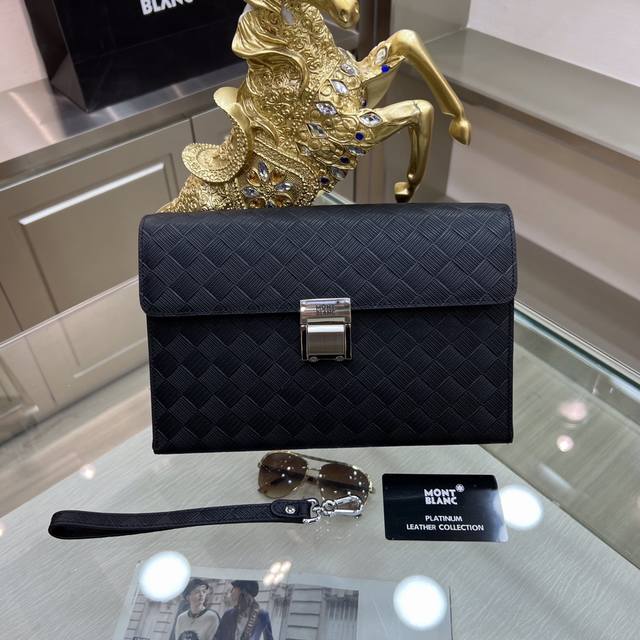 Montblanc International's new men's shaped clutch, crafted from imported top-gra