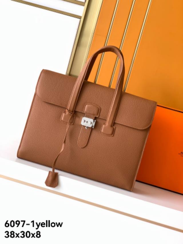 New Briefcase Model: 6097-1 Yellow. Made from premium, genuine Emma Italian leat