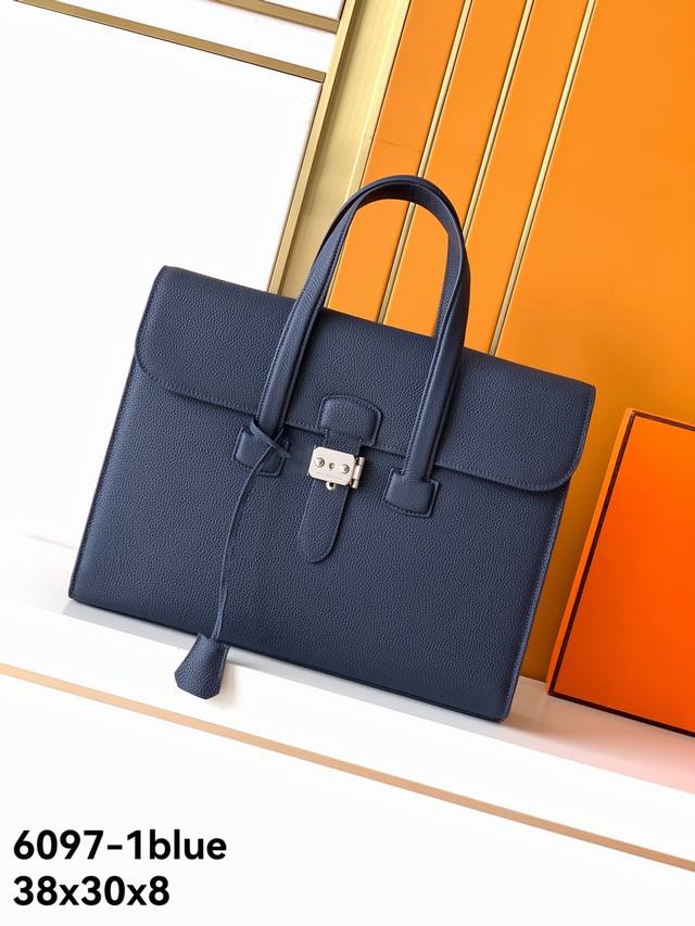 New briefcase model: 6097-1 Blue. Made from premium, genuine Emma Italian leathe