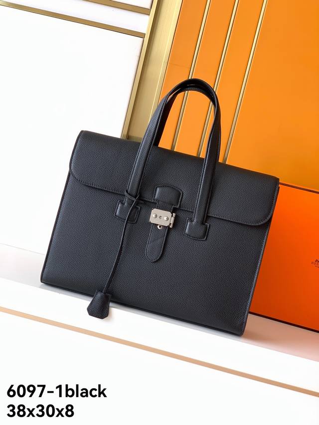 New Briefcase Model: 6097-1 Black. Made from premium, genuine Emma Italian leath