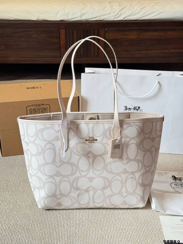 Cowhide version Coach & City Tote classic tote bag, hand-held and shoulder-carry