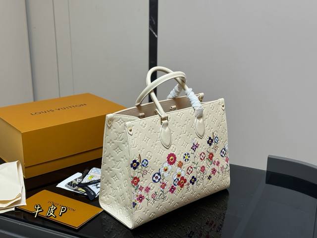 with folding box airplane box Size: 34.28cm Lv Onthego leather shopping bag has