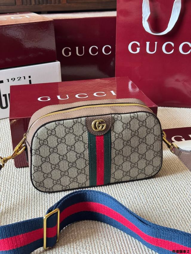 Cowhide version of the Gucci Ophidia camera bag, featuring original ebony split