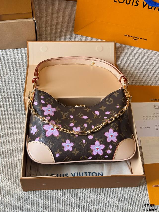 Cowhide version Lv Louis Vuitton | Murakami Takashi Sakura Series Diane Baguette