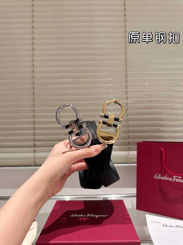 high steel buckle version! Salvatore Ferragamo leather belt ~ the hottest versio