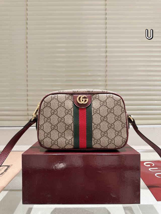 Gucci crossbody camera bag with folding case. This new Gucci Ophidia collection