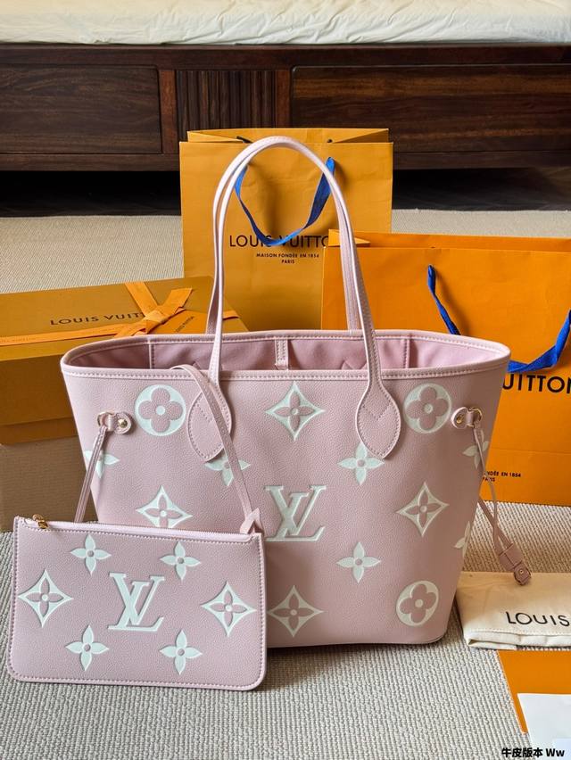 Cowhide version Lv Cowhide L Neverfull medium shopping bag! Entry-level style! A