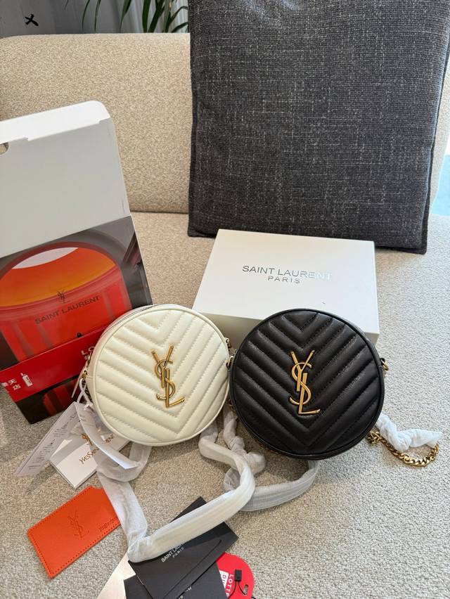 Ysl round bag small round cake bag 16Cm double box packaging