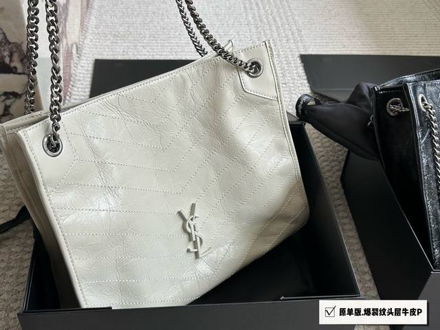 Original version with box Size: 32*27cm YSL's tote bag burst wax cowhide Niki Sh