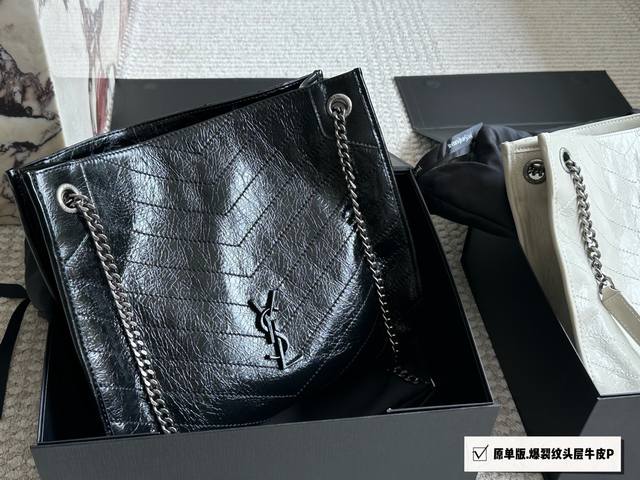 Original version with box Size: 32*27cm YSL's tote bag burst wax cowhide Niki Sh