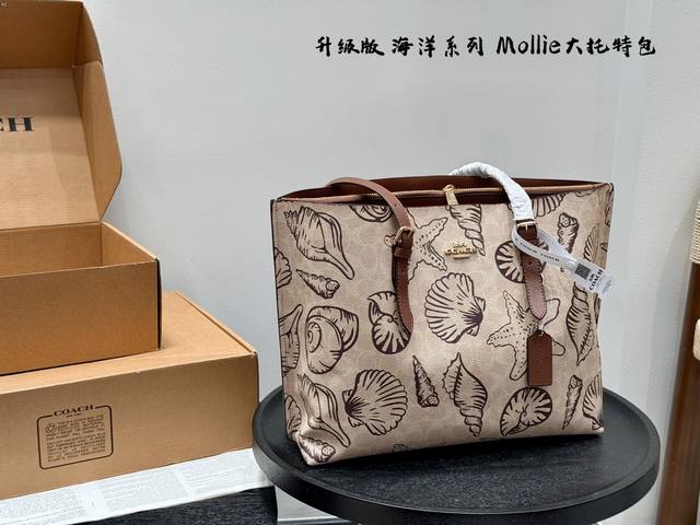 Gift box packaging Ocean series shell print Coach Mollie large tote bag Tote one