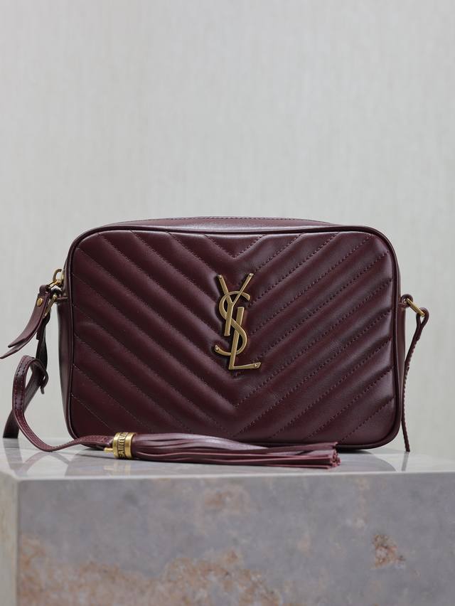 Maroon New Edition Lou Camera Bag - Top-quality imported Italian cowhide leather