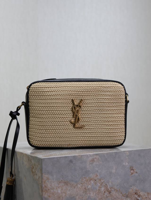 Apricot woven gold buckle Lou camera bag - Premium imported Italian cowhide lea
