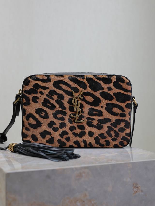 Leopard print and cowhide Lou camera bag - Premium imported Italian cowhide cam