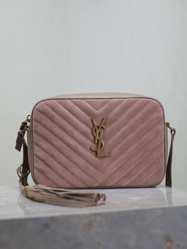 Nude pink frosted gold buckle New version Lou camera bag - Top-quality imported