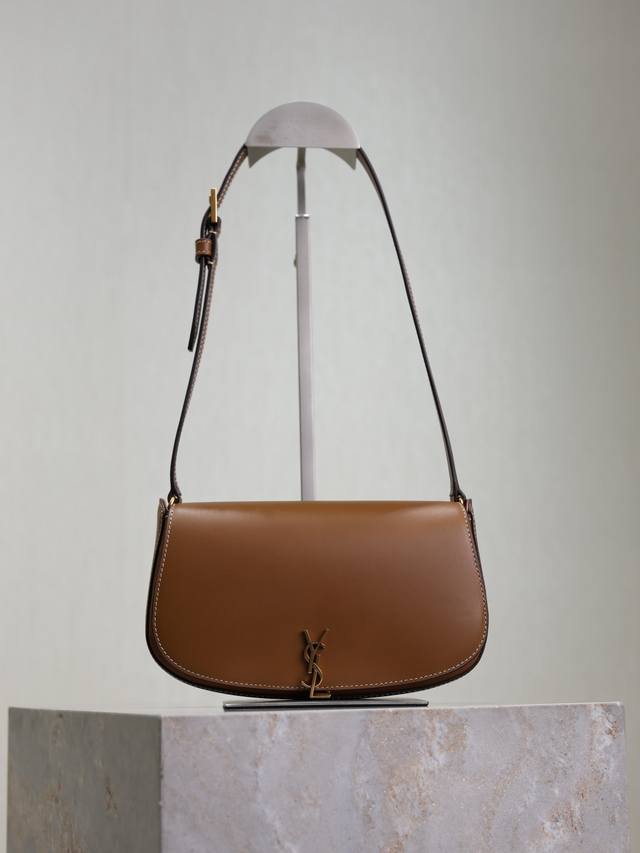 Earthy caramel color New Voltaire Mini underarm bag The simple half-moon design