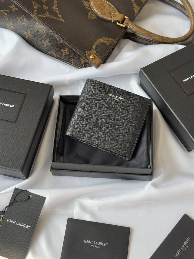 Men's wallet Ysl Monogram bifold wallet, decorated with metal Ysl letter logo.