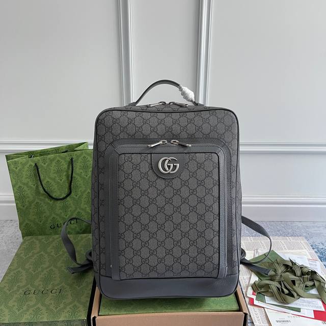 Original leather Ophidia series medium Gg backpack, gray black Gg with gray leat