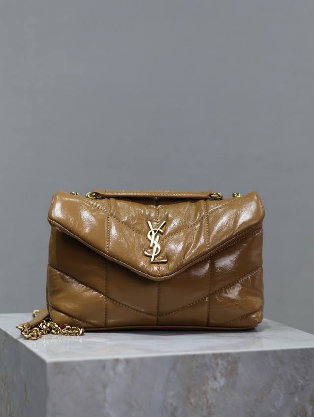 Special Offer Gold Buckle Waxed Leather Double Chain Loulou Puffer Mini_Mini Dou