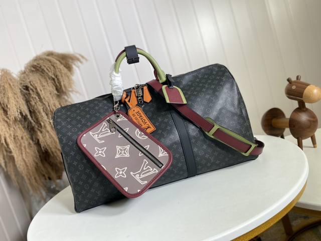 Top-grade original M56856 black flower M56855 small flower Keepall Bandouliere