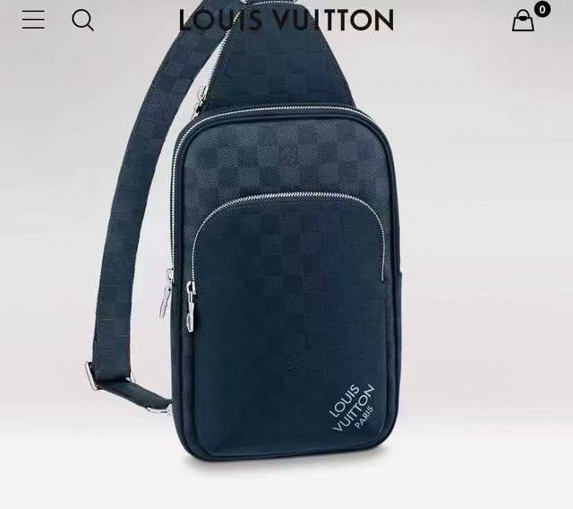 N40439 Blue All-Leather Men's Chest Bag Series Avenue Sling Bag. Damier Anfini c