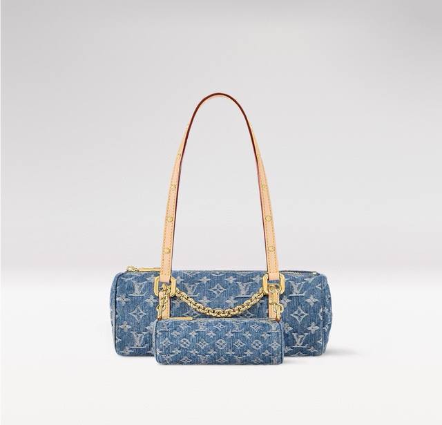 M46830 This original Papillon handbag is crafted from Monogram Denim canvas, a m
