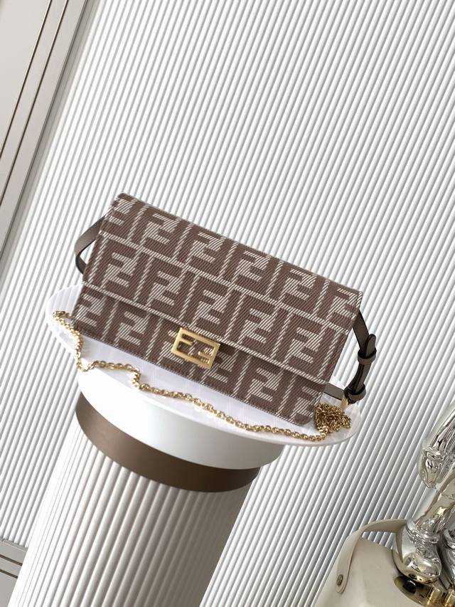 Compact Baguette bag Ff jacquard fabric material Internal compartment with six