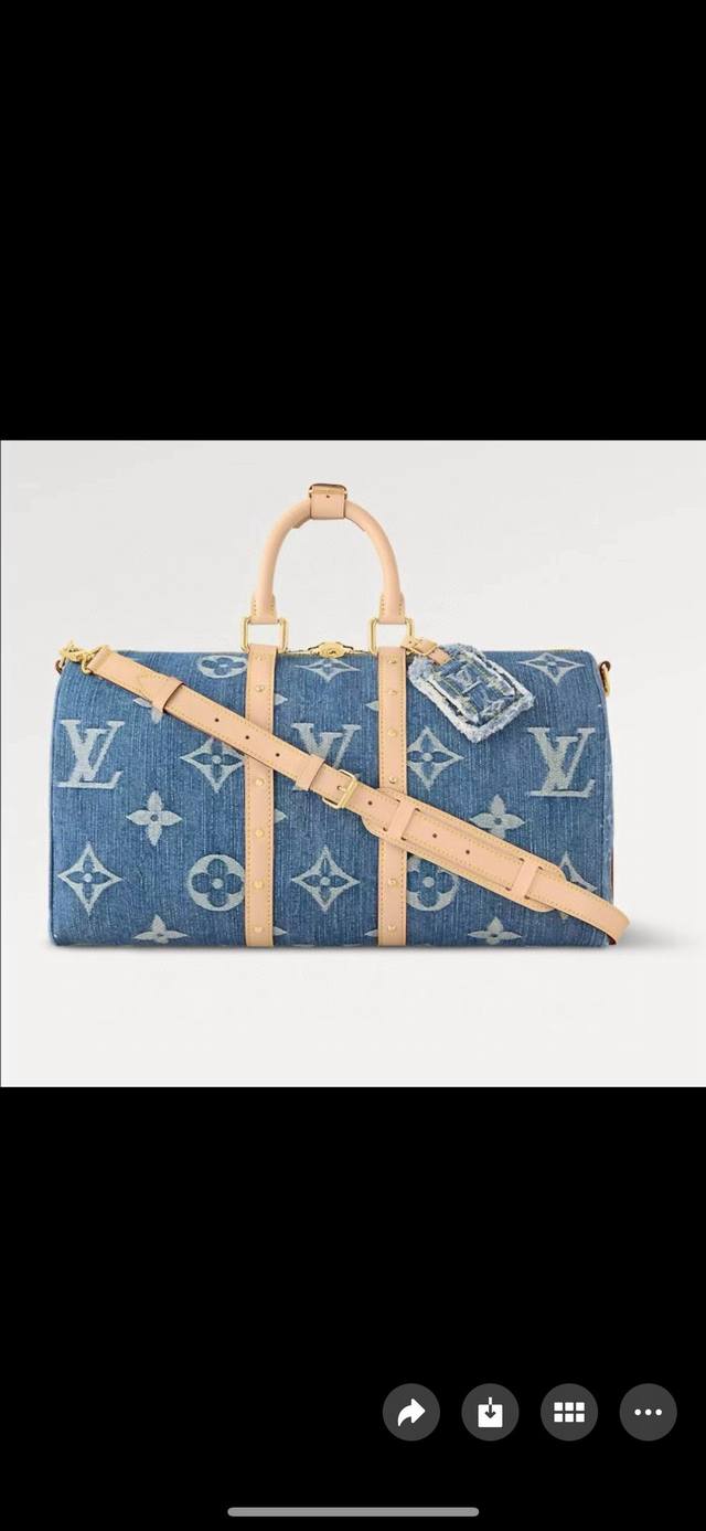 Light denim color, top-quality original M24315 Keepall 50 travel bag with shoul