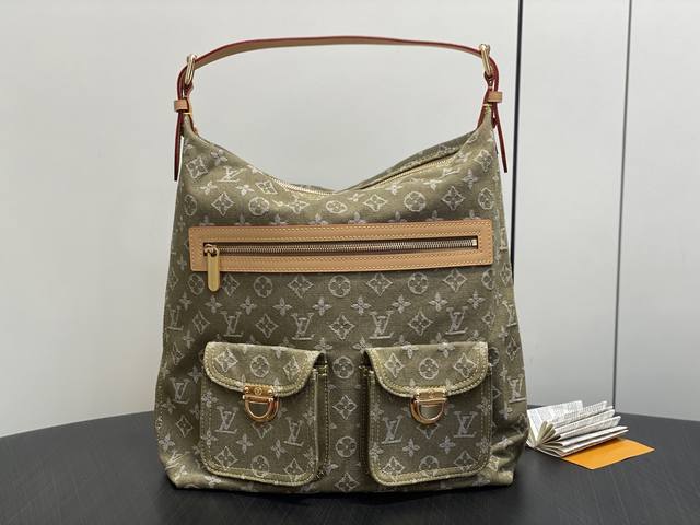 Top-quality original M95211 grass green large denim vintage bag. Vintage handba
