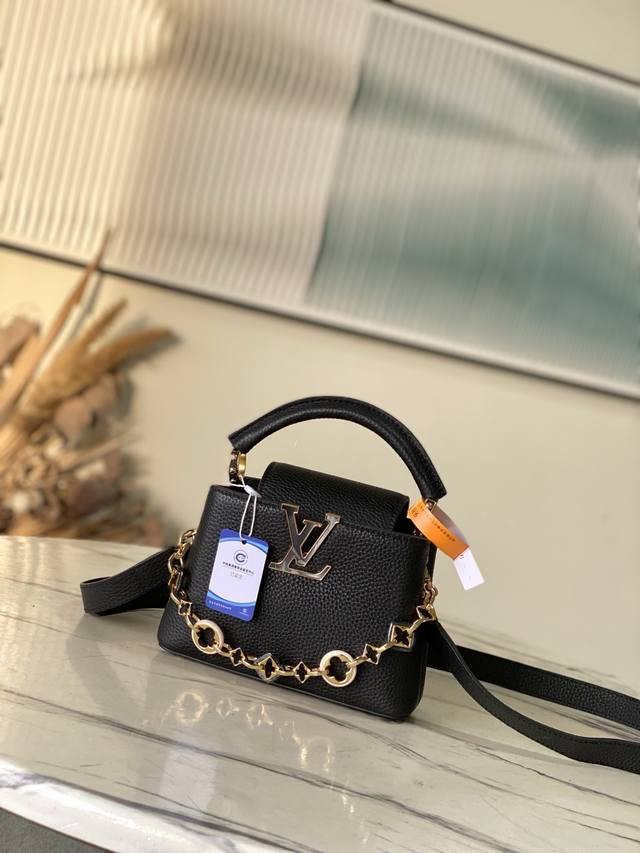 Premium Genuine Leather M14970 Mini. This Capucines mini handbag, from the Harm