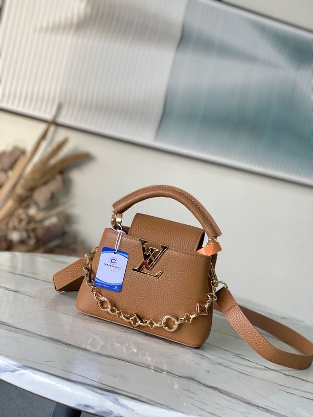 Premium Genuine Leather M14381 Mini. This Capucines mini handbag, from the Harm
